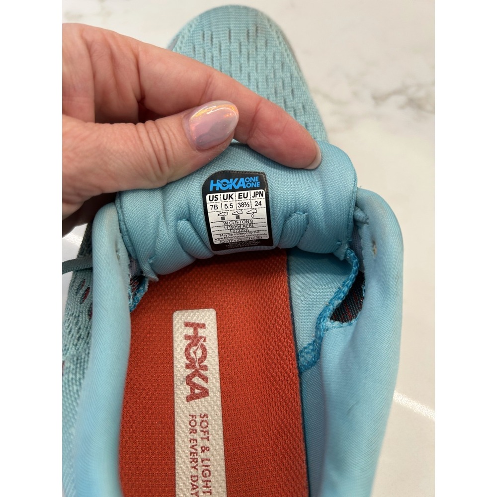 Hoka One One Clifton 8 Running Shoes Womens Size 7B 7 B Light Blue Mesh Sneakers - Picture 8 of 8